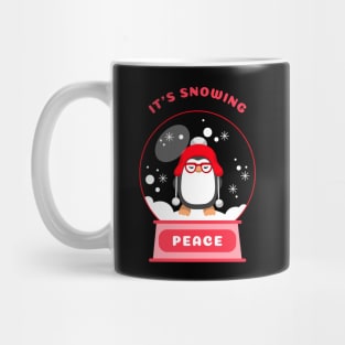 It Is Snowing Peace Penguin (Red) Mug